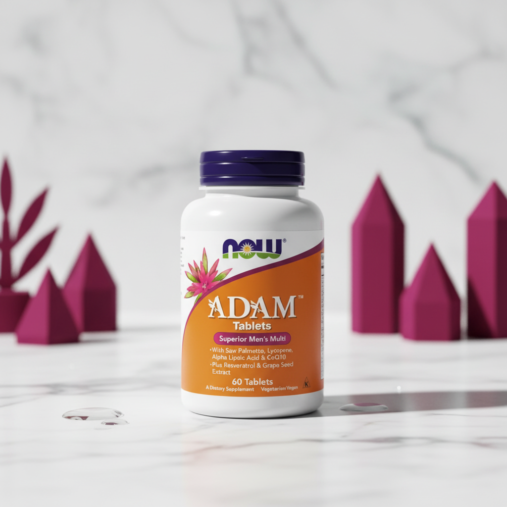 NOW ADAM Men's Multivitamin lifestyle shot on marble surface